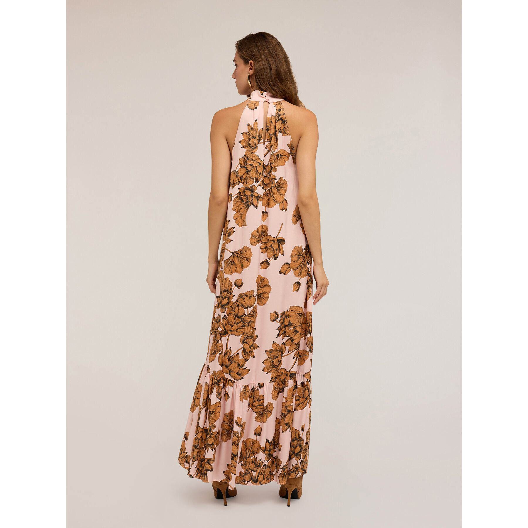 Motivi - Vestido largo floral - Rosa cipria