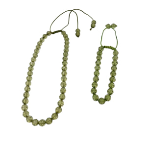 Conjunto collar y pulsera bolas facetadas en verde. Ajustable