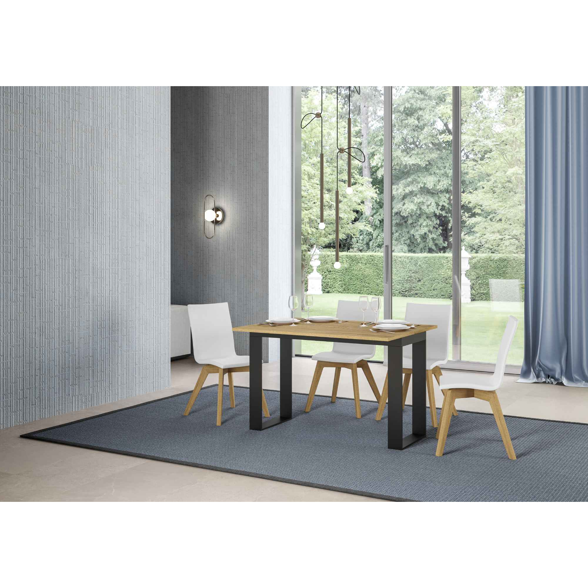 Mesa tipo libro 120/200x45/90 cm Tecno Double Roble Natural estructura Antracita