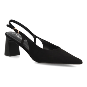 Zapatos slingback elegantes de tacón ancho para mujer