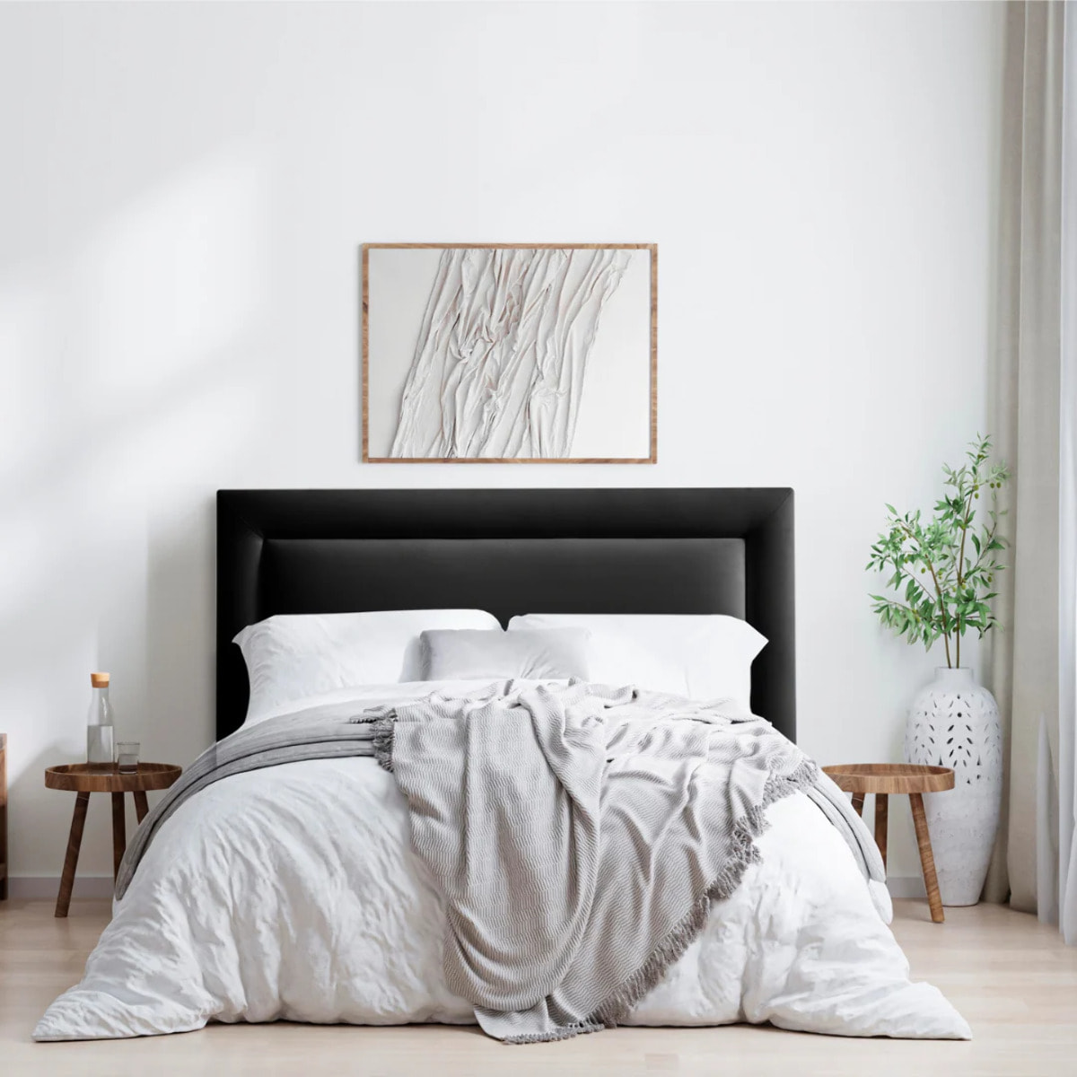 Cabecero de madera tapizado en tela para cama de 105 135x132