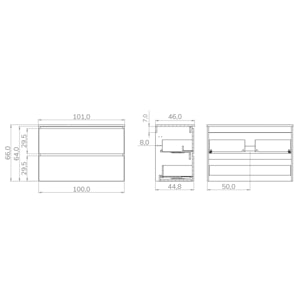 Conjunto de Baño Kaji | Mueble de Baño Suspendido | 100 cm Blanco| Dos Cajones | Lavabo Encastrado | No incluye Espejo | Alday