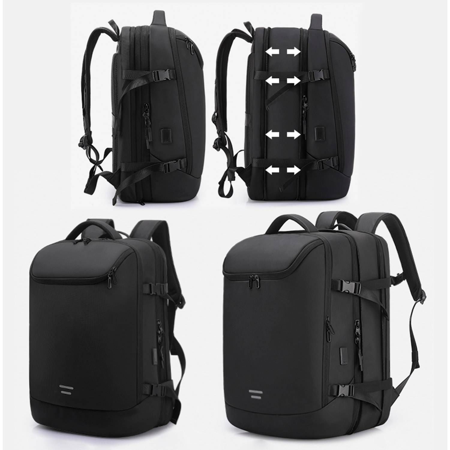 Zaino espandibile da 36L/50L con strato impermeabile, porta laptop 17,3". Presa USB esterna.
