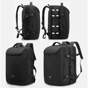 Zaino espandibile da 36L/50L con strato impermeabile, porta laptop 17,3". Presa USB esterna.
