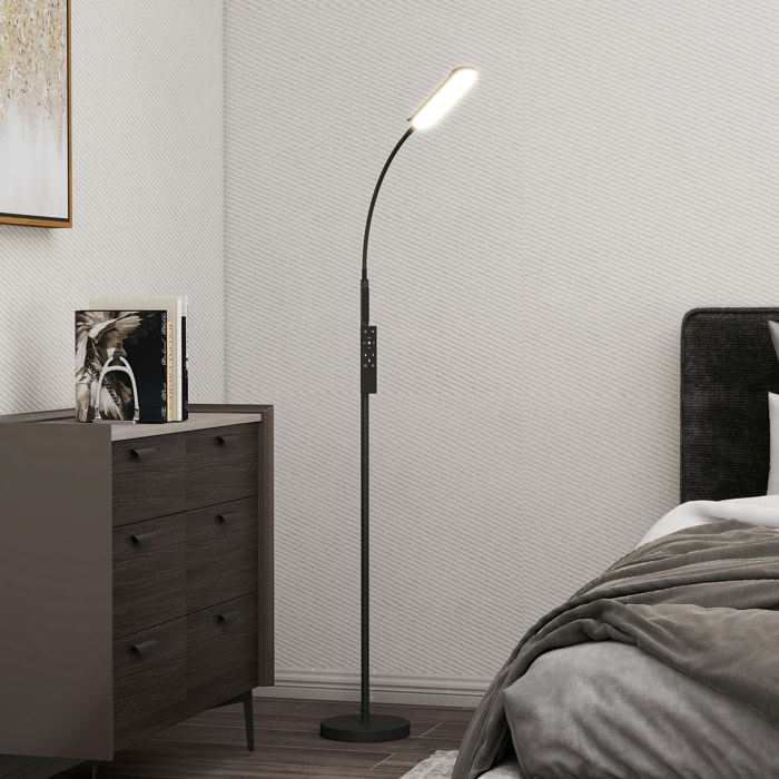 Lámpara de Pie LED Regulable Lámpara de Pie para Salón con Temperaturas de Color Ajuste Continuo Control Remoto y Táctil Temporizador de 60 Minutos Función Memoria Cuello Giratorio Negro