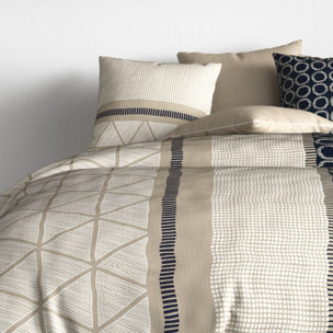Parure housse de couette imprimé 100% coton - nairobi - beige