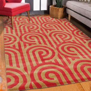 Tapis salon et chambre fait à la main en laine motif seventies