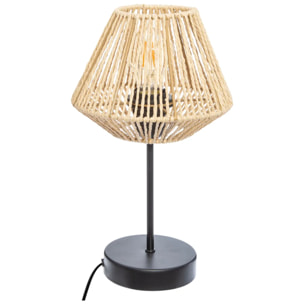 Lampe "Jily" - noir et corde - métal H34 cm