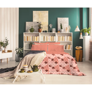 TRAPUNTINO LETTO PIAZZA E MEZZA GEOMETRICO ROSA MADE IN ITALY MEZZA STAGIONE