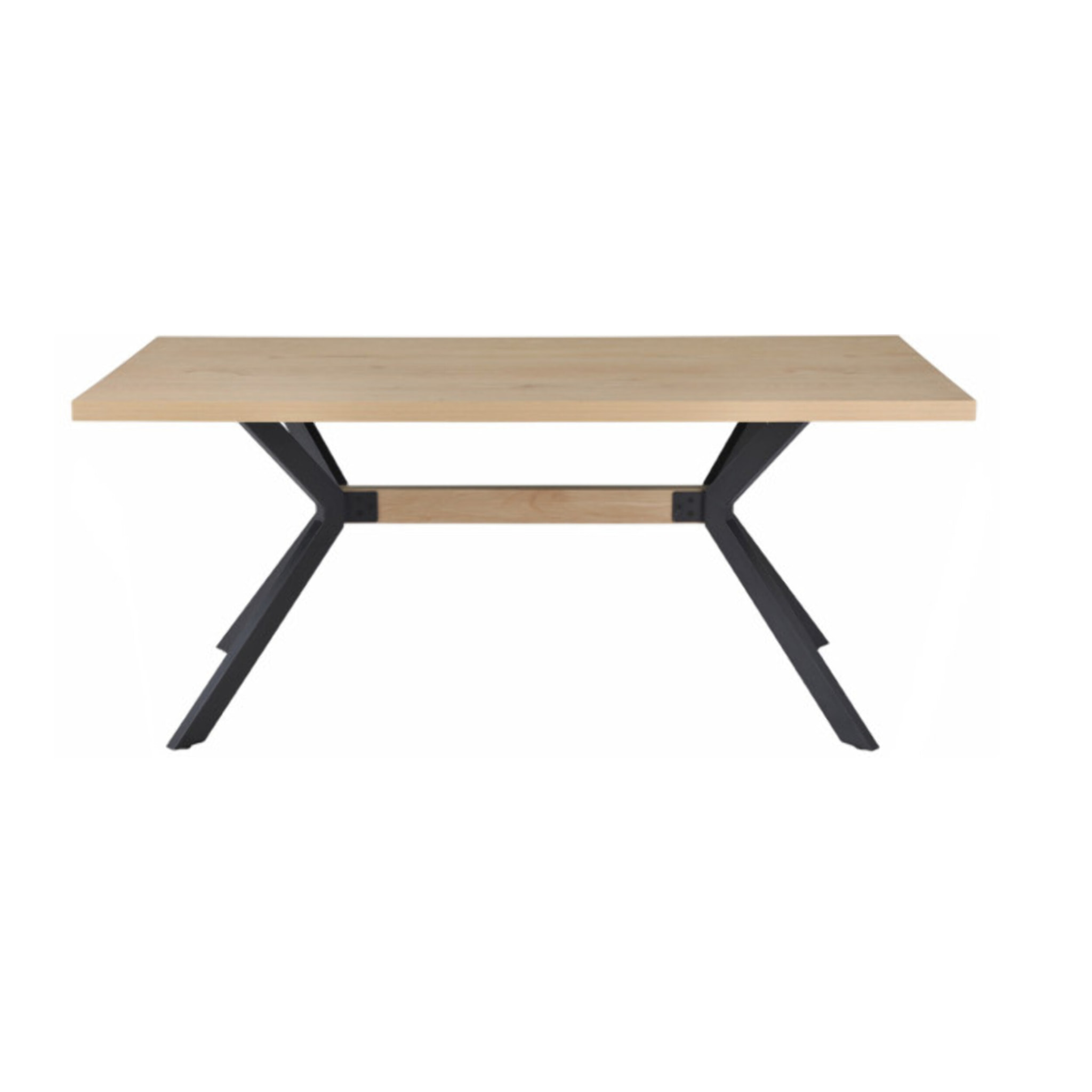 Table de Repas 90 x 180 cm Décor Chêne Clair et Métal Noir - ESTA