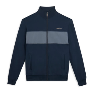 Felpa full zip con fascia a contrasto sul petto