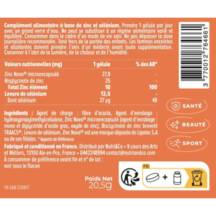 Nutri&Co Zinc Bisglycinate & Sélénium - Immunité et Fertilité - 60 gélules Vegan