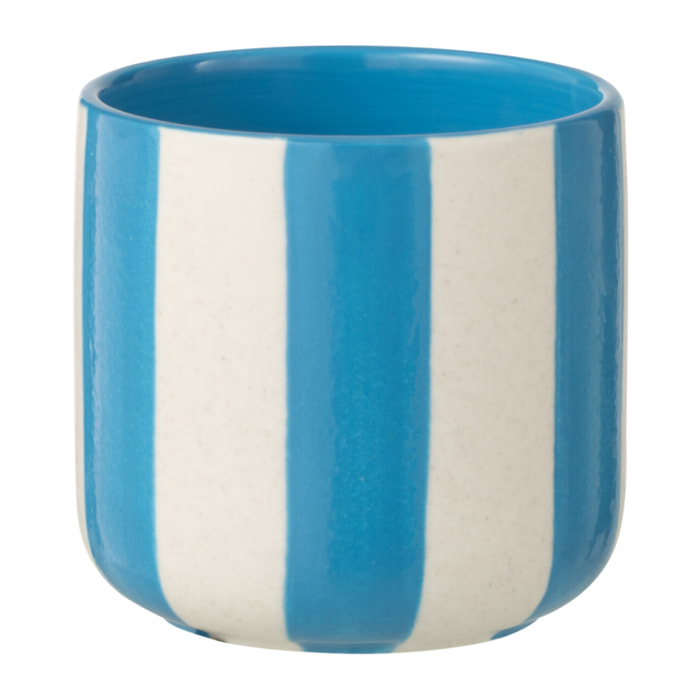 J-Line Cache-pot Ligné - céramique - bleu/blanc - small