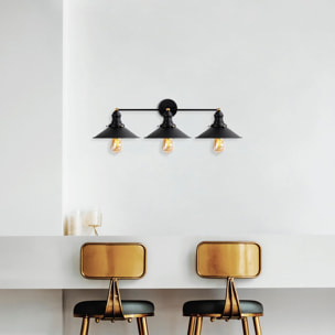 Aplique de pared, metal , negro, 75x27x20, casquillo 3 x E27 Max 40 W