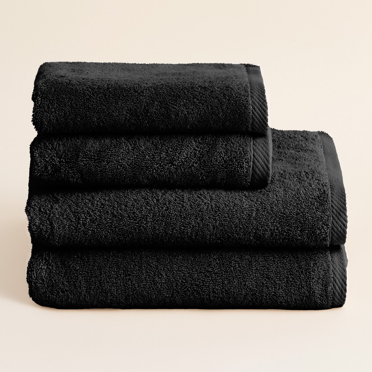 Set de serviettes éponge 100% coton éponge peigné - 600 g/m2 noir