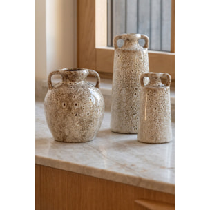 J-Line Vase 2 anses - porcelaine - taupe