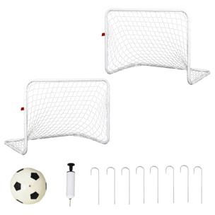 Set de 2 Porterías Fútbol con Balón Metal Poliéster 78x46x56cm