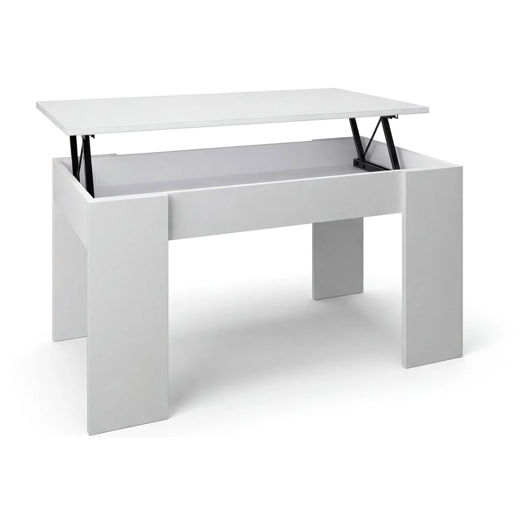 Mesa de centro elevable con almacenaje en blanco artik 90x43-53 cm Norak Blanco Artik (Blanco Mate)