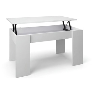 Mesa de centro elevable con almacenaje en blanco artik 90x43-53 cm Norak Blanco Artik (Blanco Mate)