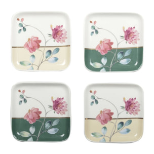 Set de 4 coupelles carrees floral