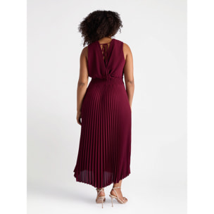 Fiorella Rubino - Vestido plisado con escote en pico - Burgundy