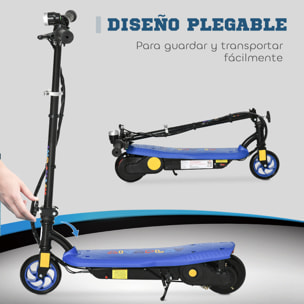 Patinete Eléctrico para Niños de 7-14 Años, Plegable, Patín Eléctrico, Max. 12 km/h, Motor 120 W, Autonomía Máxima 10 km, con Manillar Ajustable en Altura, Faro LED y Freno, Azul
