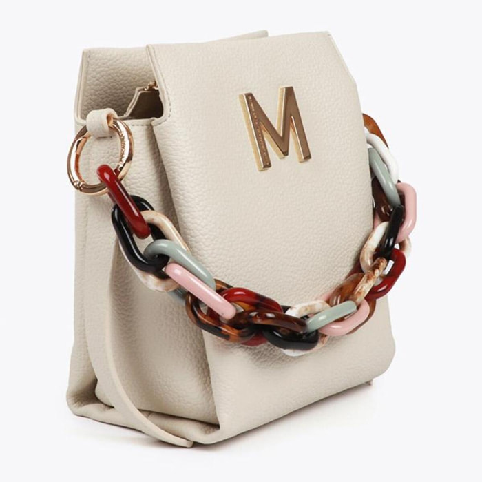 Borsa effetto pelle con manico multicolore