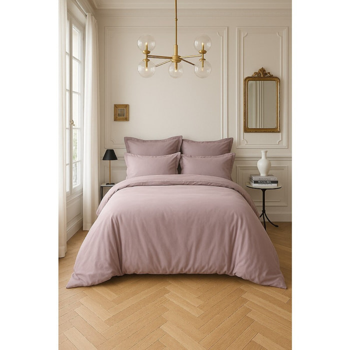 Housse De Couette 100% Satin de Coton lavé 105 Fils Tourterelle