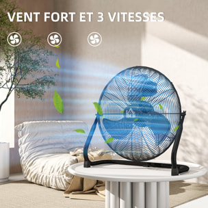 Ventilateur de table bureau design portable inclinaison réglable 3 vitesses métal noir