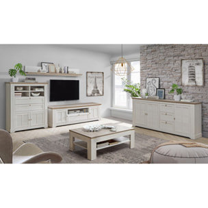 Table de repas extensible 160/206cm en bois effet chêne blanchi - ILONA