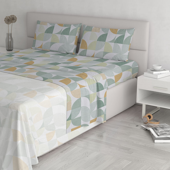 COMPLETO LETTO ATHENA MADE IN ITALY COTONE- GIUDI VERDE MATRIMONIALE