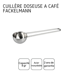 Ensemble de 2 Cuillères doseuse à café inox environ 8gr Fackelmann Petit Déjeuner
