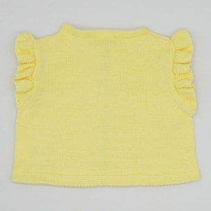 CHALECO AMARILLO CON VOLANTE Y LAZADA