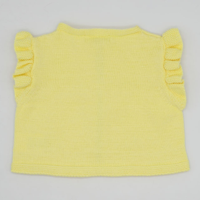 CHALECO AMARILLO CON VOLANTE Y LAZADA