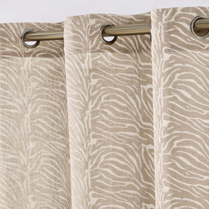 Voilage tamisant à œillets en voile tissé à motif zébré - Blanc