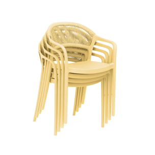 Chaise de jardin empilable avec effet corde (lot de 4) JOVIA