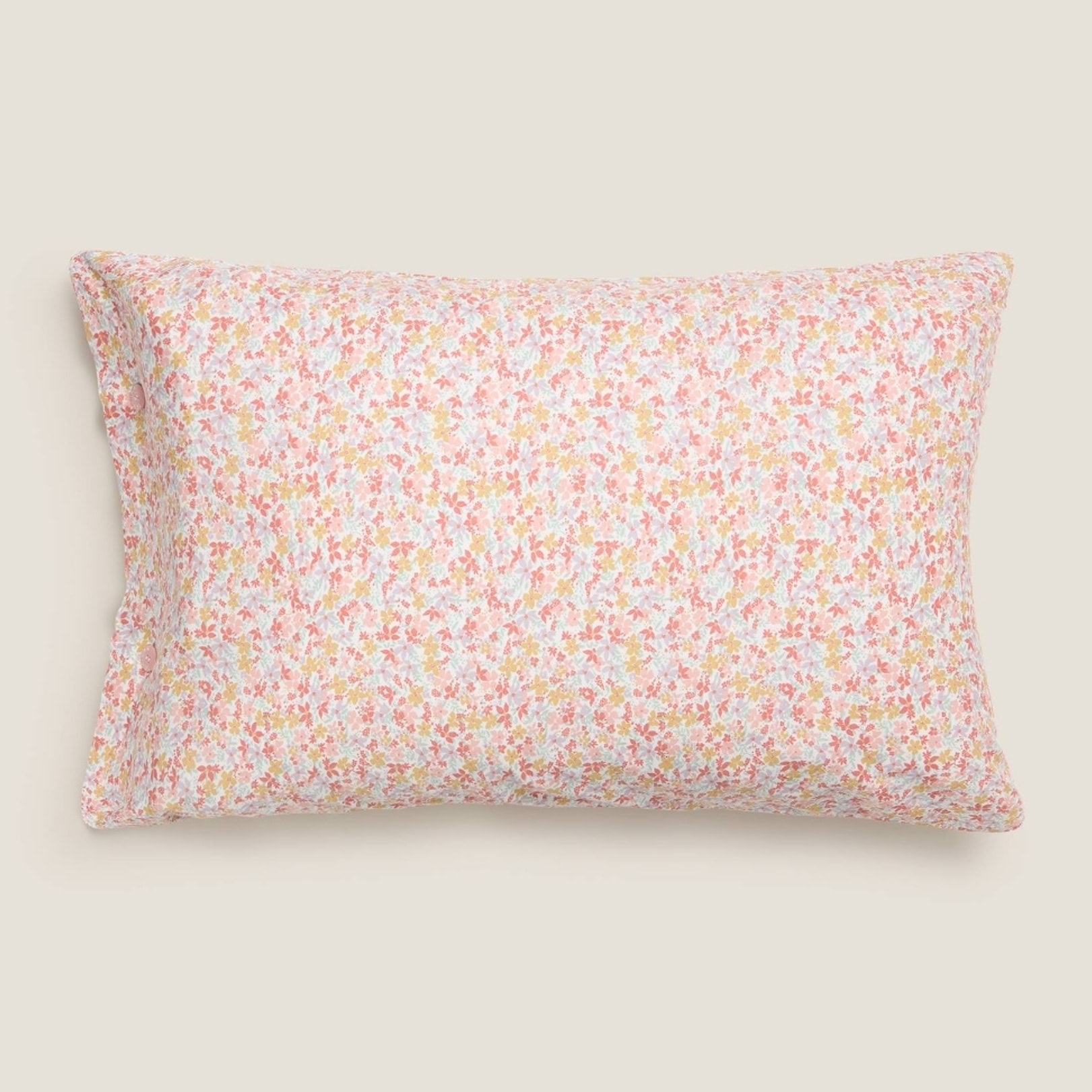 Funda almohada algodón flores Plo color rosa