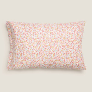 Funda almohada algodón flores Plo color rosa