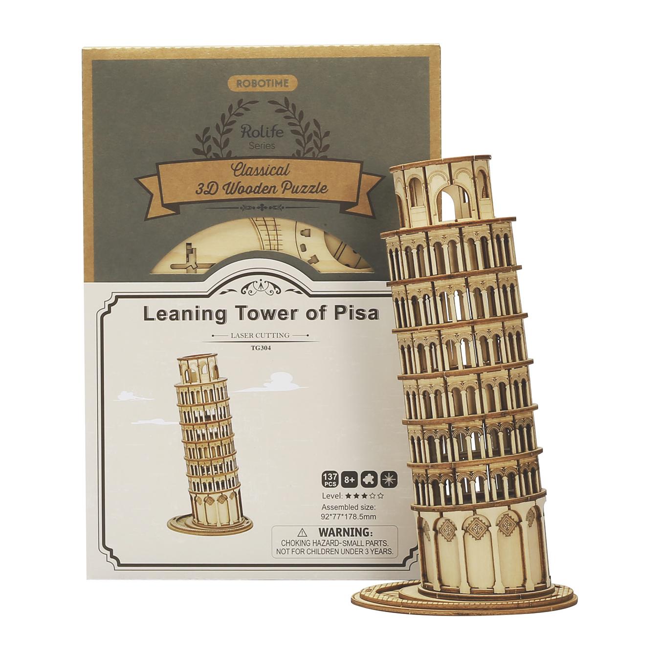 Torre inclinada de Pisa. Maqueta 3D realista con gran detalle, 137 piezas.