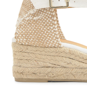 Alpargata de cuña 3 cm en lona de algodón con pulsera y hebilla