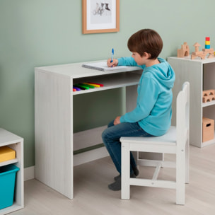 Scrivania Da Studio Compatto Tavolo Con Vano Portaoggetti Design Moderno Per Home Office Cameretta Smart Working 79 x 43 x 78 Cm Bianco Frassino