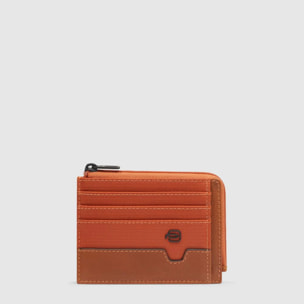 Piquadro Portamonete in pelle e tessuto riciclato con porta documenti e carte di credito con protezione RFID