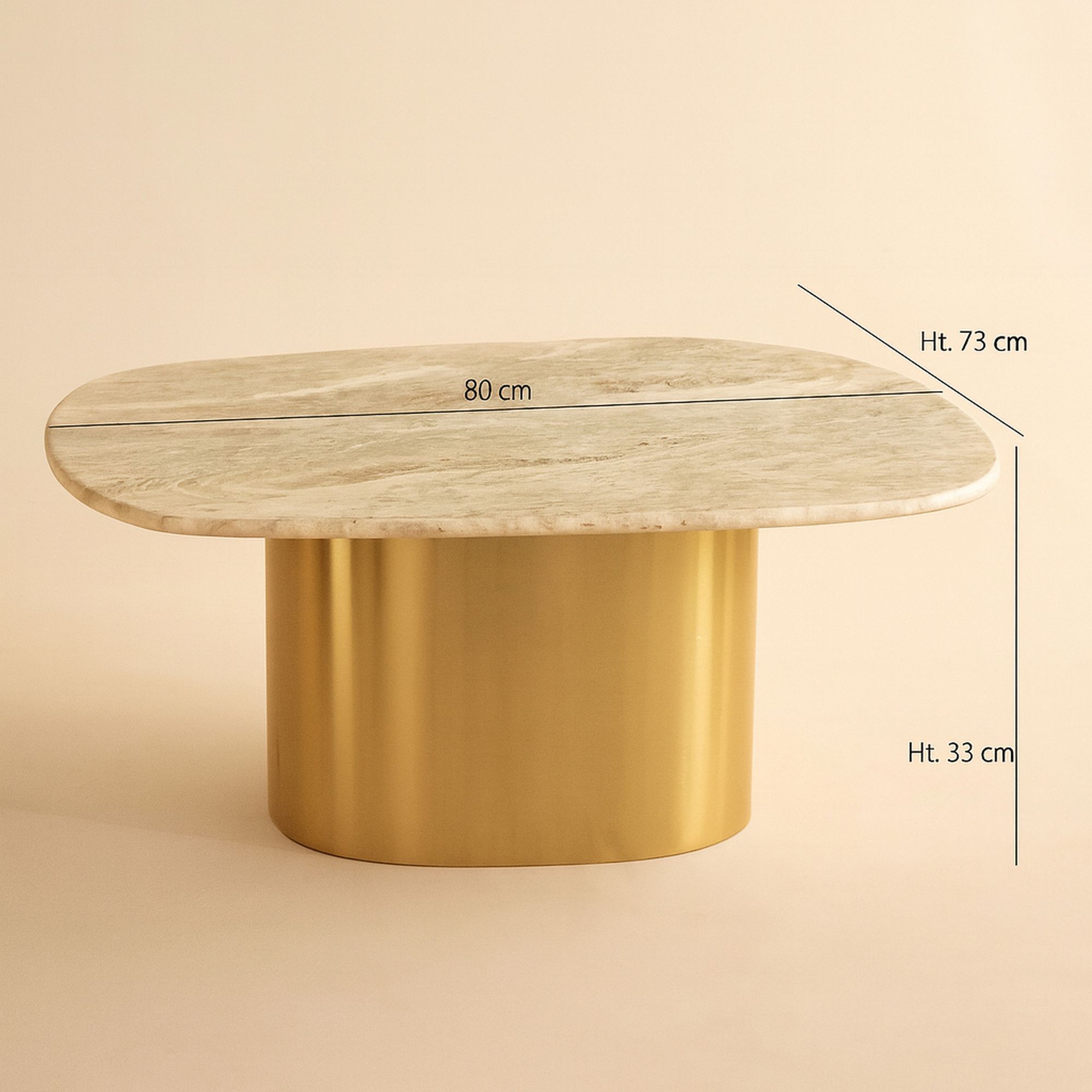 Table basse en marbre gris et pied en métal doré FEDJE