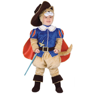 Costume Carnevale Gatto Con Gli Stivali Blu Rosso Bambino