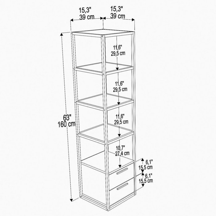 Librería, 100% tablero de aglomerado rechapado en melamina, color blanco_x000D_
oscuro gris