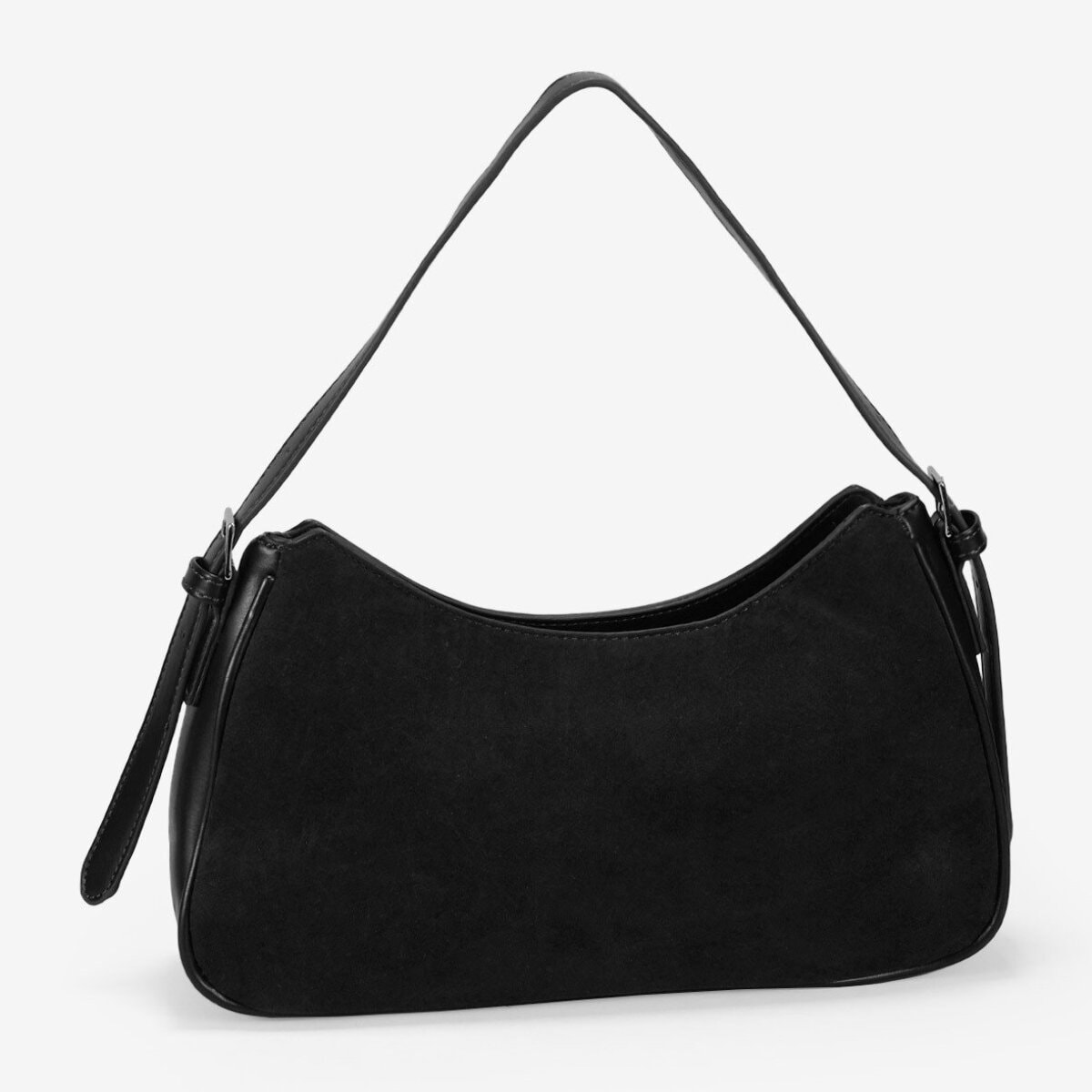 Bolso de hombro negro con hebillas