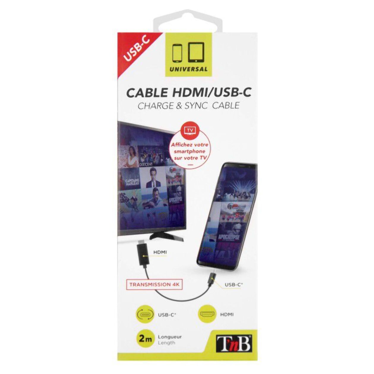 Câble HDMI TNB vers USB-C  - 2M noir