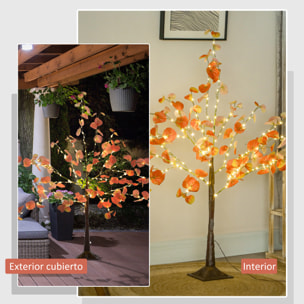 Árbol de Eucalipto Otoñal Artificial 120 cm Lámpara de Árbol con 175 Luces LED y Base Decoración Navidad para Interiores y Exteriores Naranja