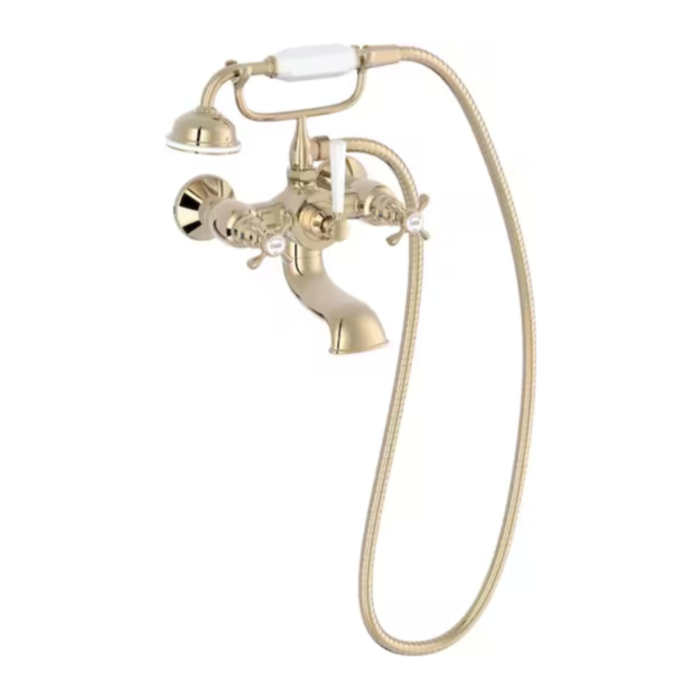 Mélangeur baignoire Cléo 1889 avec pommeau douche Or beige