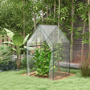 Invernadero de Jardín Invernadero de Terraza con 2 Puertas con Cremallera Anti-UV para Cultivo de Plantas Flores Verduras 90x90x145 cm Transparente